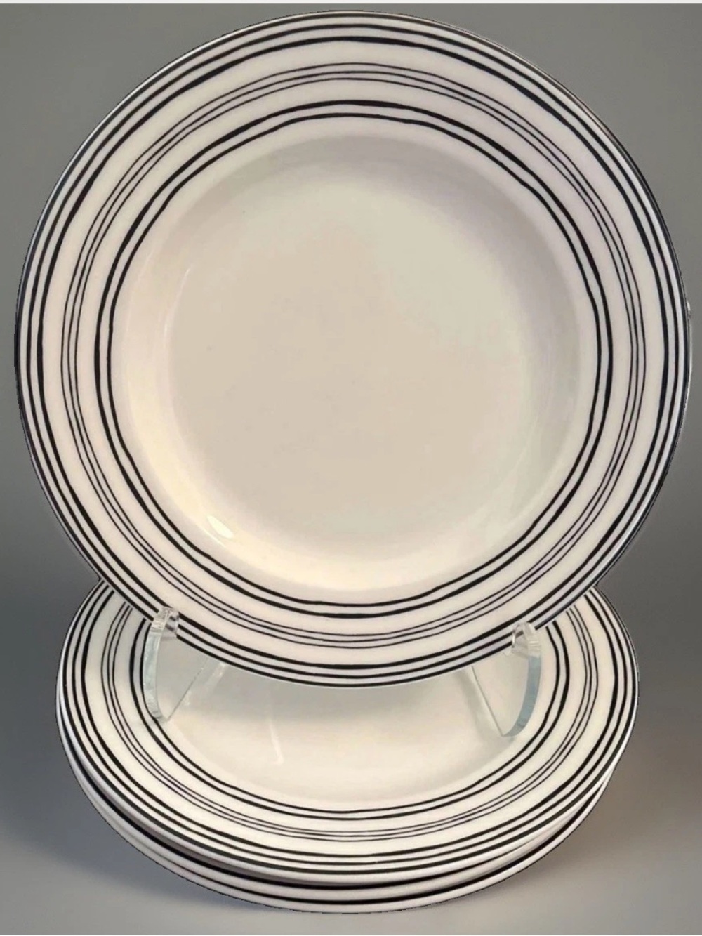 Lenox Bistro Place 11” Dinner Plates American By Design Black White Set Of 4